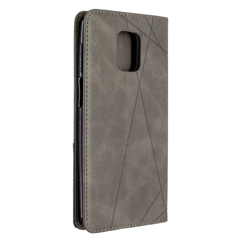 Geometric Pattern Auto-Absorbed Leather Shell Case for Xiaomi Redmi Note 9 Pro / Note 9 Pro Max / Note 9S - Grey