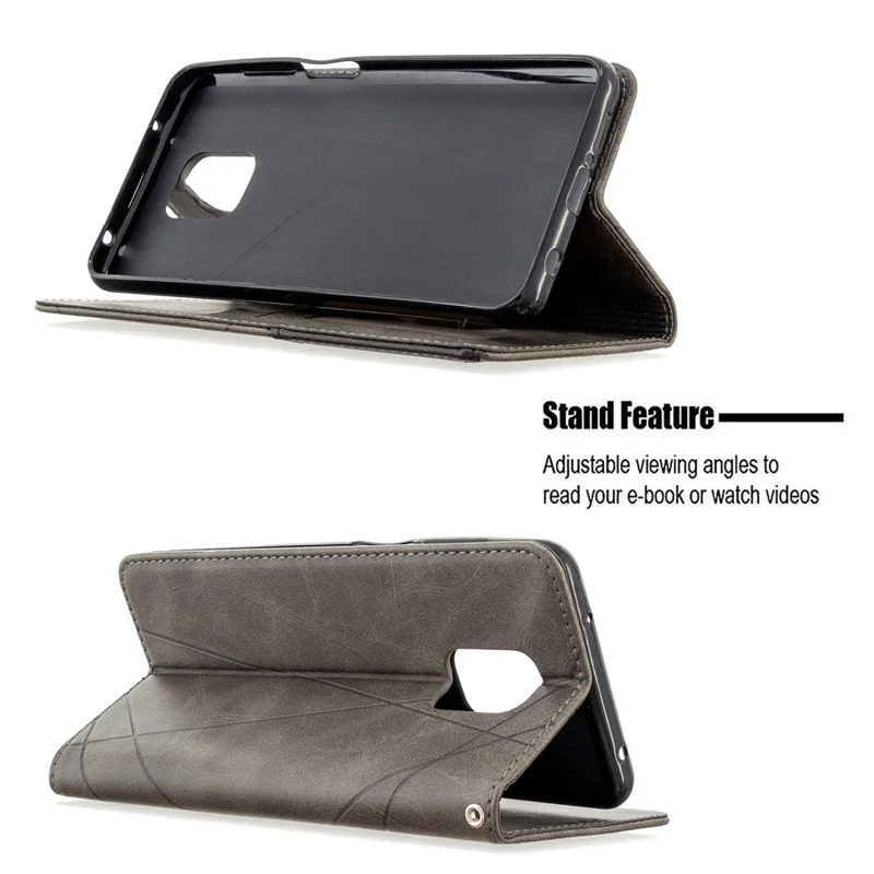 Geometric Pattern Auto-Absorbed Leather Shell Case for Xiaomi Redmi Note 9 Pro / Note 9 Pro Max / Note 9S - Grey