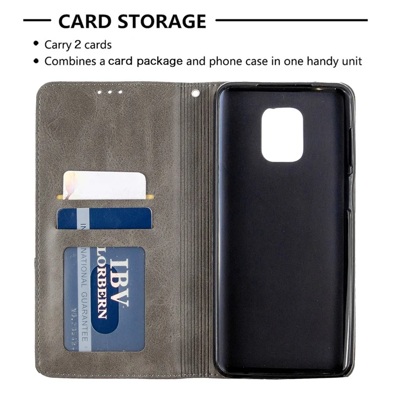 Geometric Pattern Auto-Absorbed Leather Shell Case for Xiaomi Redmi Note 9 Pro / Note 9 Pro Max / Note 9S - Grey