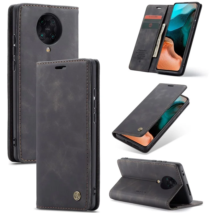 CASEME 013 Series Auto-absorbed Leather Case for Xiaomi Redmi K30 Pro/Poco F2 Pro - Black