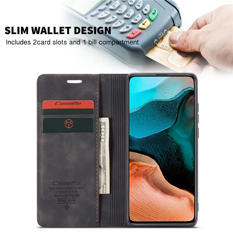 Caseme 013 Série Auto-absorbed Leather Case Pour Xiaomi Redmi K30 Pro / Poco F2 Pro - le Noir