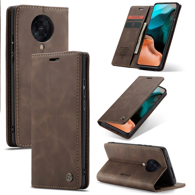 CASEME 013 Series Auto-absorbed Leather Case for Xiaomi Redmi K30 Pro/Poco F2 Pro - Coffee