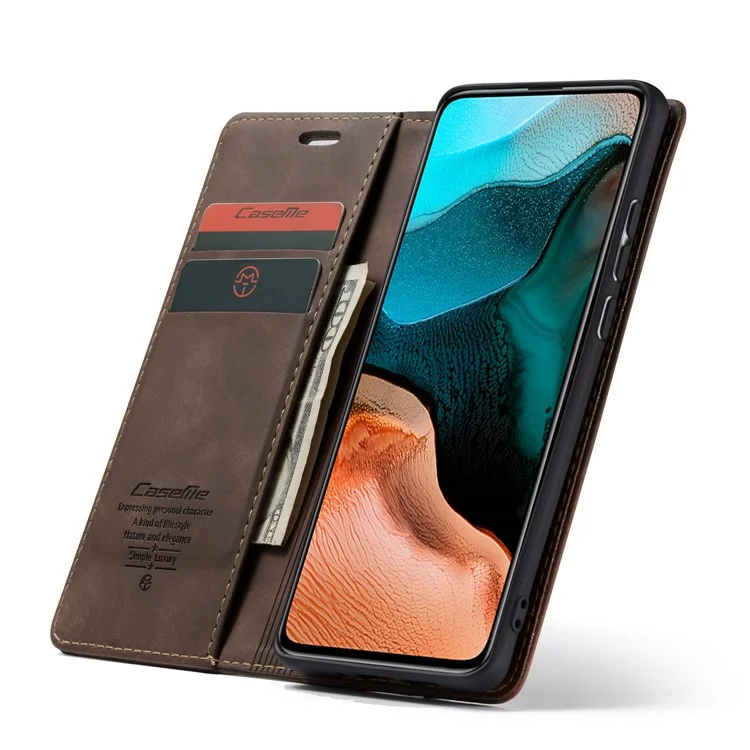 Caseme 013 Serie Case de Cuero Absorbido Automáticamente Para Xiaomi Redmi K30 Pro/Poco F2 Pro - Café