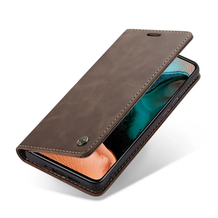 CASEME 013 Series Auto-absorbed Leather Case for Xiaomi Redmi K30 Pro/Poco F2 Pro - Coffee