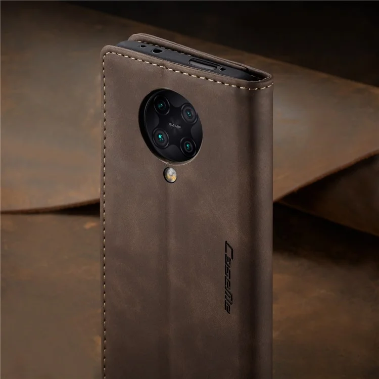 Caseme 013 Serie Case de Cuero Absorbido Automáticamente Para Xiaomi Redmi K30 Pro/Poco F2 Pro - Café