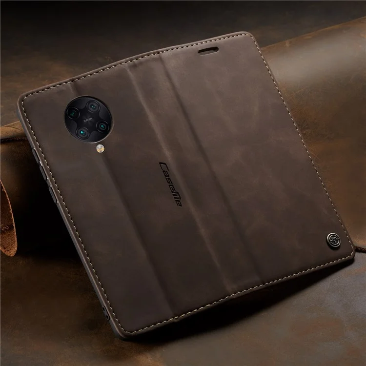 CASEME 013 Series Auto-absorbed Leather Case for Xiaomi Redmi K30 Pro/Poco F2 Pro - Coffee