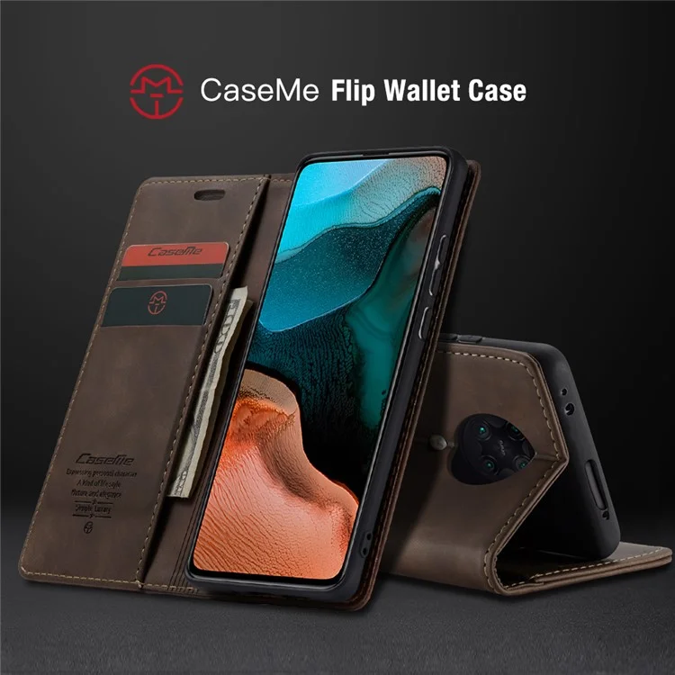 CASEME 013 Series Auto-absorbed Leather Case for Xiaomi Redmi K30 Pro/Poco F2 Pro - Coffee