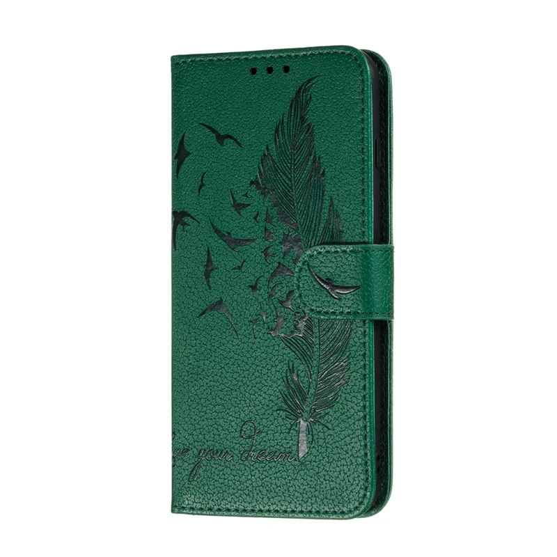 Imprimer Perlume Match Litchi Skin en Cuir Portefeuille Pour Xiaomi Redmi Note 9S / Remarque 9 Pro Max / Remarque 9 Pro - Vert