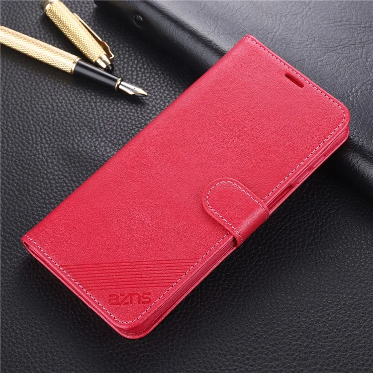 AZNS Leather Stylish Phone Case for Xiaomi Poco M2 Pro/Redmi Note 9 Pro/Redmi Note 9 Pro Max/Redmi Note 9S - Red