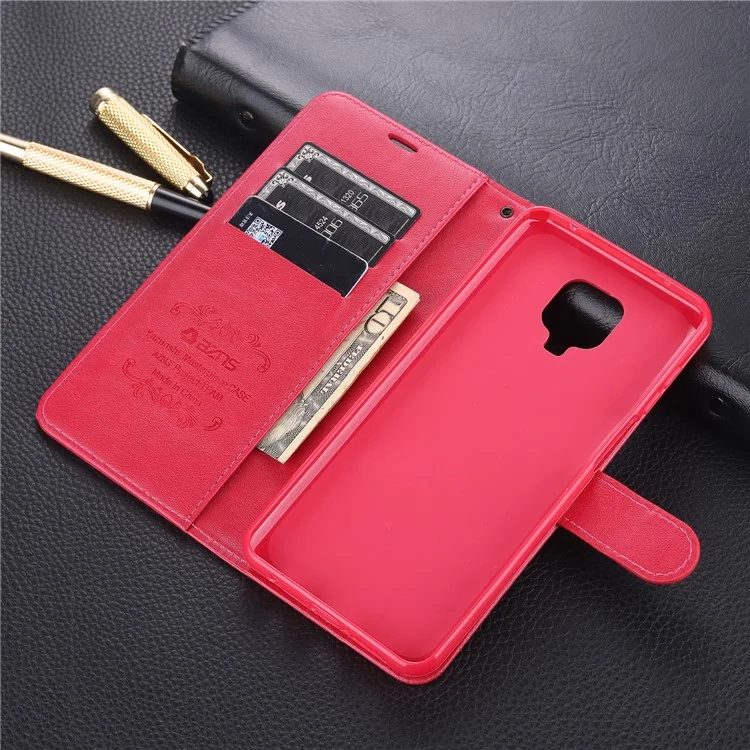 AZNS Leather Stylish Phone Case for Xiaomi Poco M2 Pro/Redmi Note 9 Pro/Redmi Note 9 Pro Max/Redmi Note 9S - Red