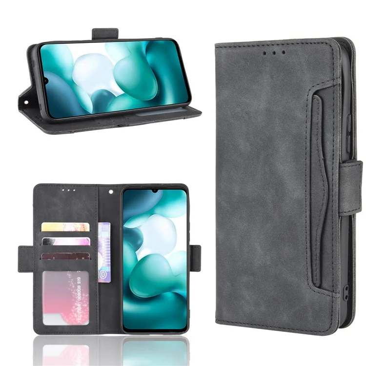 Protección de Ranuras Múltiples Protección de Caparazón Magnético PU Para Xiaomi Mi 10 Lite 5G/10 Youth 5G - Negro