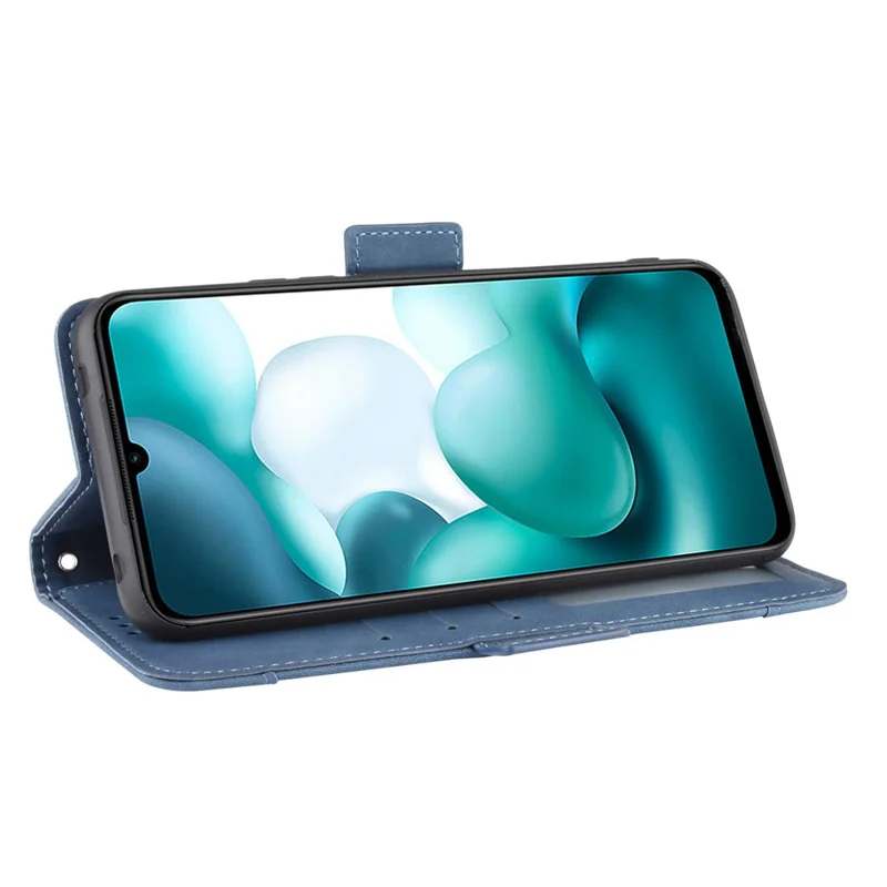 Protección de Ranuras Múltiples Protección de Caparazón Magnético PU Para Xiaomi Mi 10 Lite 5G/10 Youth 5G - Azul