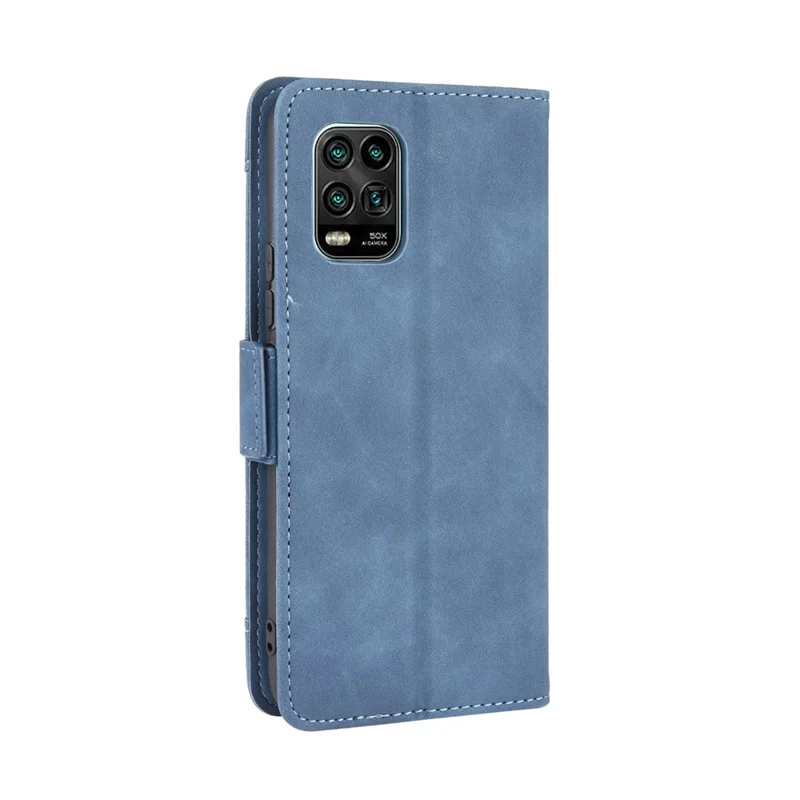 Protección de Ranuras Múltiples Protección de Caparazón Magnético PU Para Xiaomi Mi 10 Lite 5G/10 Youth 5G - Azul