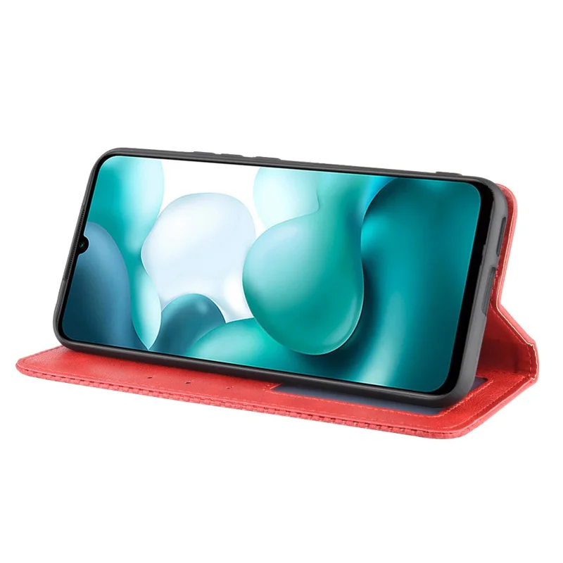 Custodia Portafoglio in Pelle Retro Assorbitasi Automaticamente per Xiaomi Mi 10 Lite 5G/10 Youth 5G - Rosso