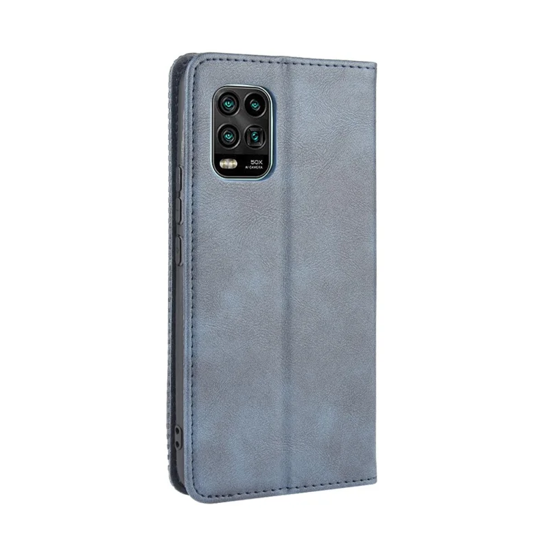 Автоабсорбированный ретро-кожаный чехол-бумажник для Xiaomi Mi 10 Lite 5G/10 Youth 5G - Синий