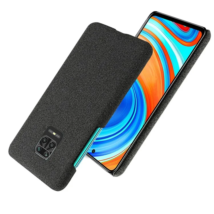 KSQ Cloth Coated PC Mobile Protective Phone Case Cover for Xiaomi Redmi Note 9S / Redmi Note 9 Pro / Redmi Note 9 Pro Max - Black