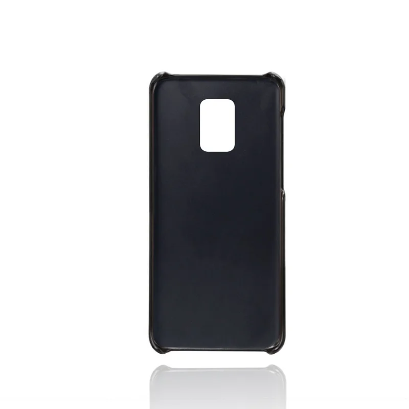 KSQ Double Card Slots PU Leather Coated Plastic Phone Hard Cover for Xiaomi Redmi Note 9 Pro/9 Pro Max/9S - Black