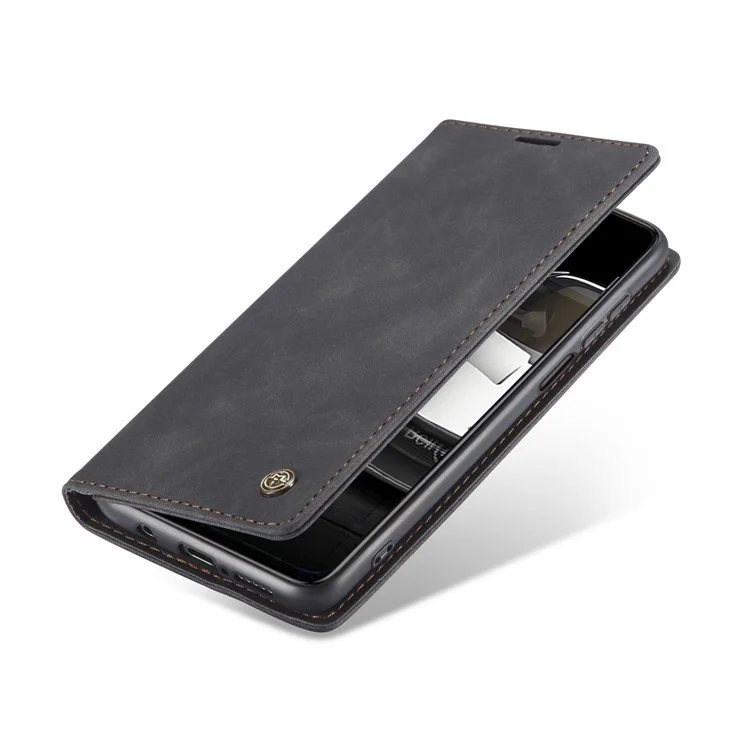 CASEME 013 Series Auto-absorbed Leather Wallet Case for Xiaomi Redmi Note 9 Pro/Note 9 Pro Max/Note 9S - Black