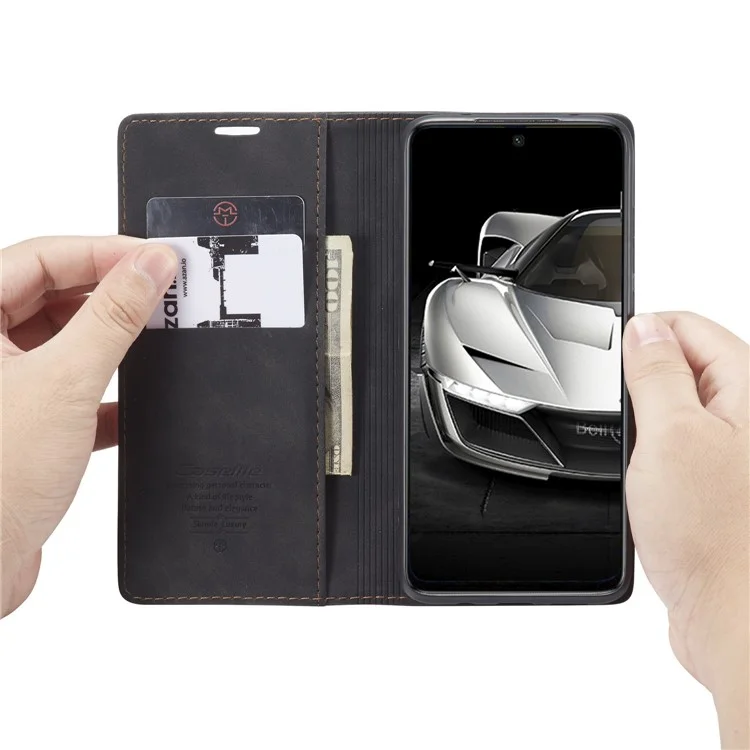 Serie Caseme 013 Series Auto-absorzed Leather Whatet Case Per Xiaomi Redmi Note 9 Pro/nota 9 Pro Max/nota 9S - Nero