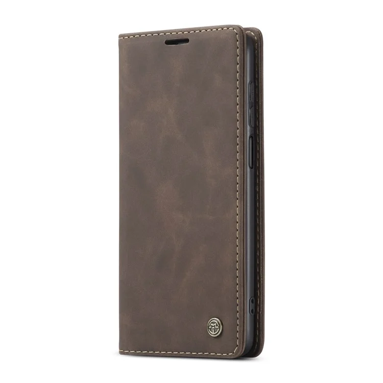 CASEME 013 Series Auto-absorbed Leather Wallet Case for Xiaomi Redmi Note 9 Pro/Note 9 Pro Max/Note 9S - Coffee