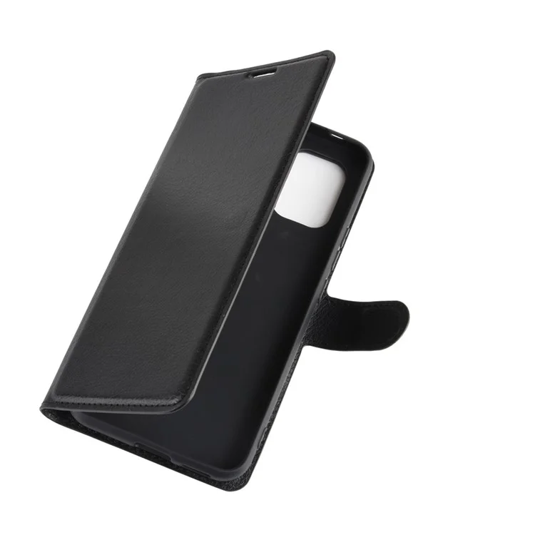 Litchi Skin Wallet Leather Stand Case for Xiaomi Mi 10 Lite 5G - Black