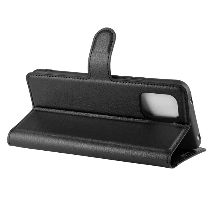 Litchi Skin Wallet Leather Stand Case for Xiaomi Mi 10 Lite 5G - Black