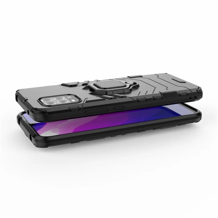 Sholdi Anello di Guarda Colore Cackster PC TPU Case Ibrido Shell di Protezione Per Xiaomi Mi 10 Lite 5G - Nero