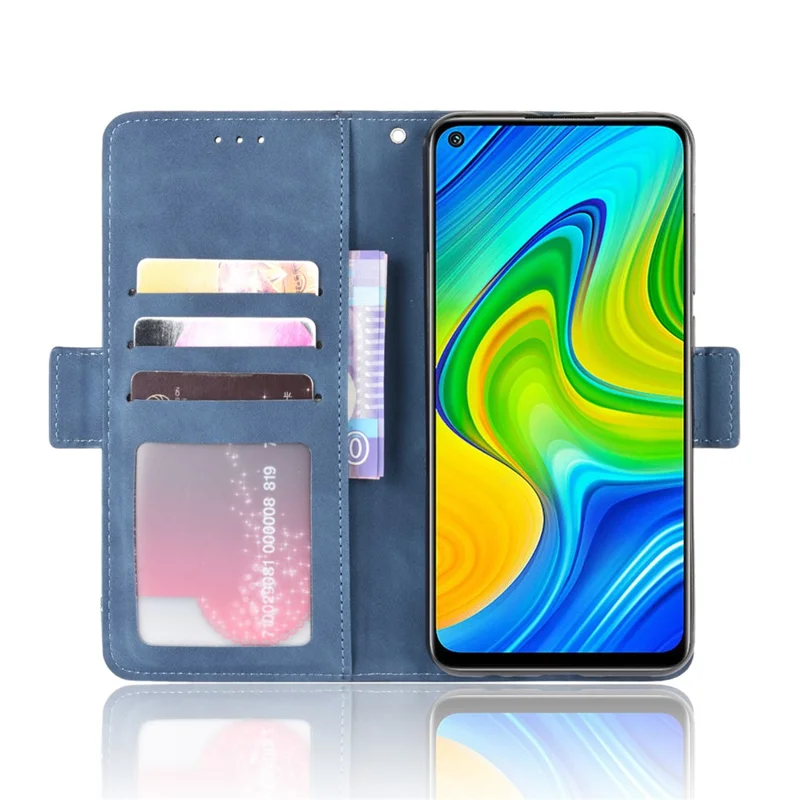 Slots De Múltiples Tarjeta De Cuero Concha única Para Xiaomi Redmi Note 9 / Redmi 10x 4g - Azul
