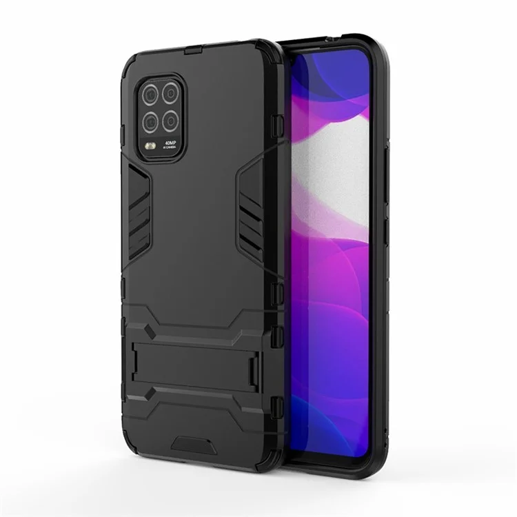 2 in 1 Hybrid PC + TPU Phone Case with Kickstand for Xiaomi Mi 10 Lite 5G - Black
