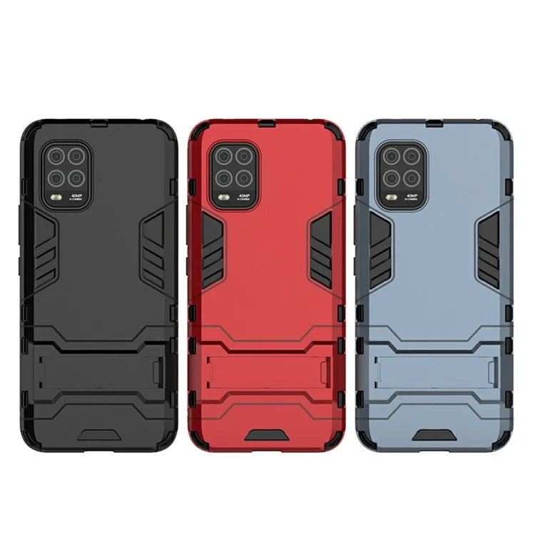 2 in 1 Hybrid PC + TPU Phone Case with Kickstand for Xiaomi Mi 10 Lite 5G - Black
