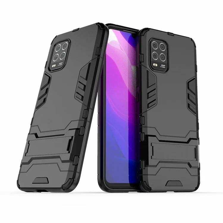 2 in 1 Hybrid PC + TPU Phone Case with Kickstand for Xiaomi Mi 10 Lite 5G - Black