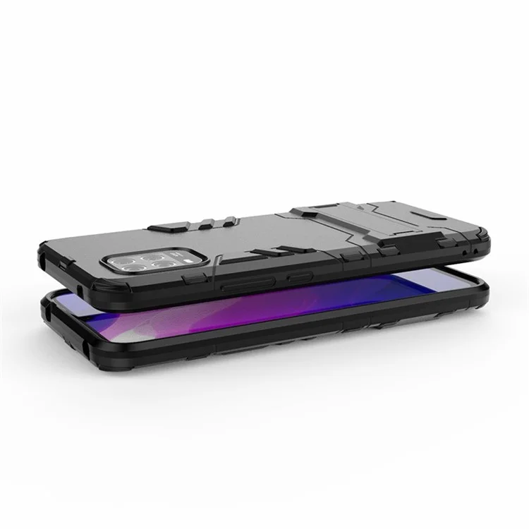 2 in 1 Hybrid PC + TPU Phone Case with Kickstand for Xiaomi Mi 10 Lite 5G - Black