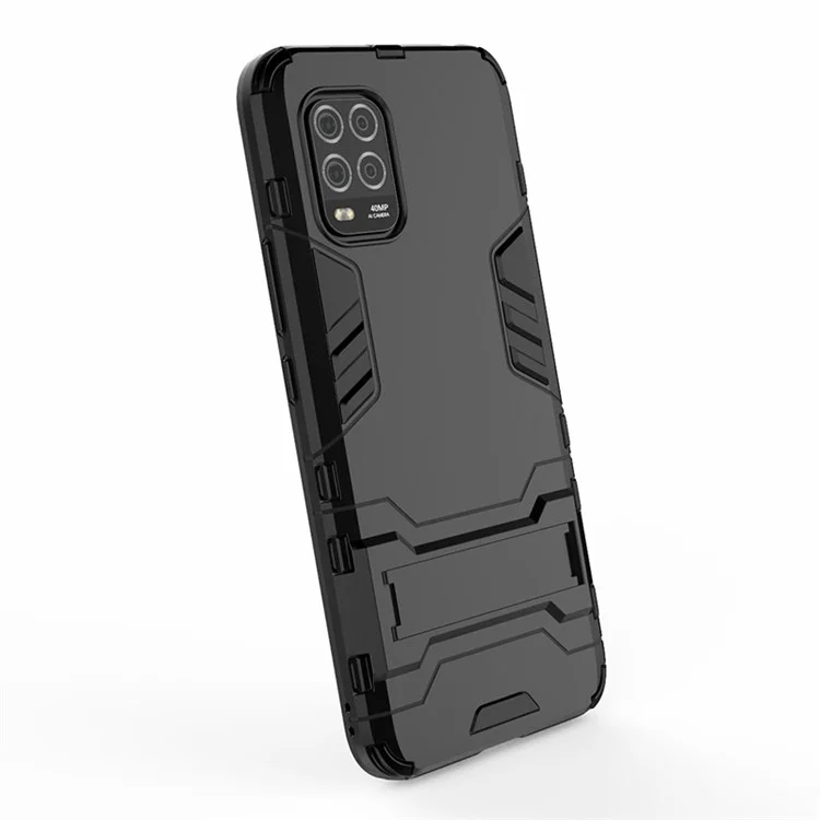 2 in 1 Hybrid PC + TPU Phone Case with Kickstand for Xiaomi Mi 10 Lite 5G - Black
