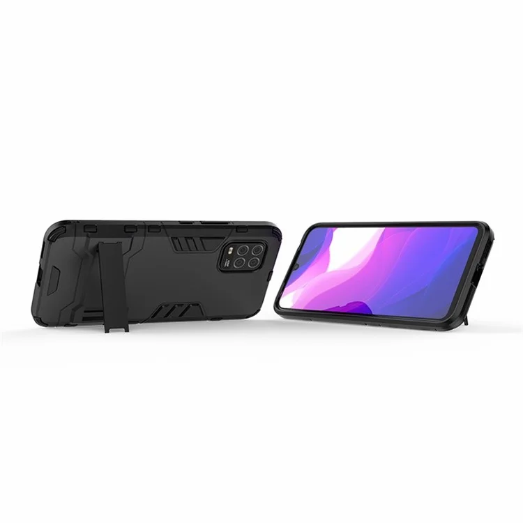 2 in 1 Hybrid PC + TPU Phone Case with Kickstand for Xiaomi Mi 10 Lite 5G - Black