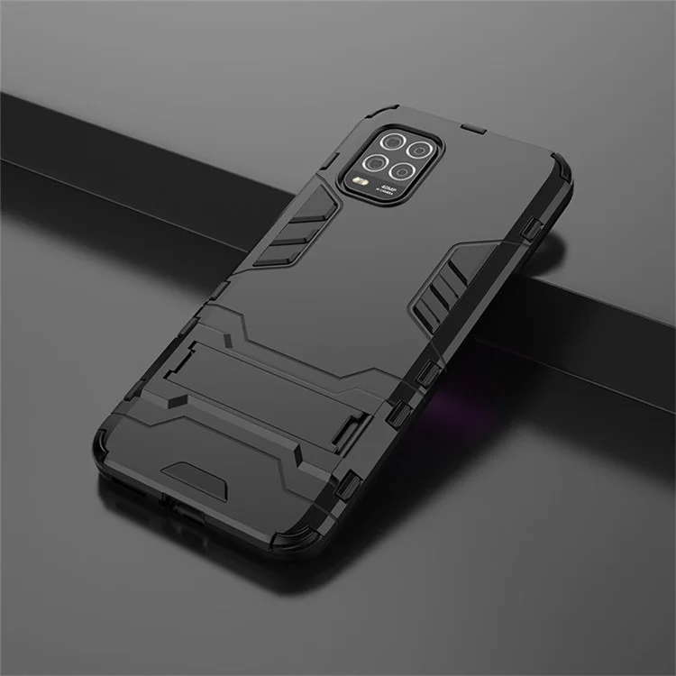 2 in 1 Hybrid PC + TPU Phone Case with Kickstand for Xiaomi Mi 10 Lite 5G - Black