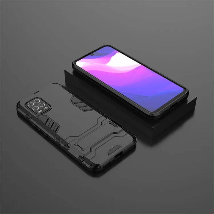 2 in 1 Hybrid PC + TPU Phone Case with Kickstand for Xiaomi Mi 10 Lite 5G - Black