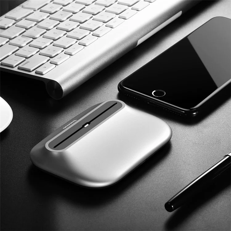 BASEUS Little Volcano Lightning 8Pin Data Transmission Desktop Charging Station for iPhone 8/8 Plus/7/7 Plus/6s/6s Plus Etc - Silver Color