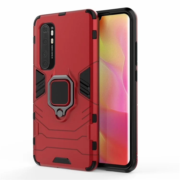 With Ring Holder Kickstand PC TPU Shell for Xiaomi Mi Note 10 Lite - Red