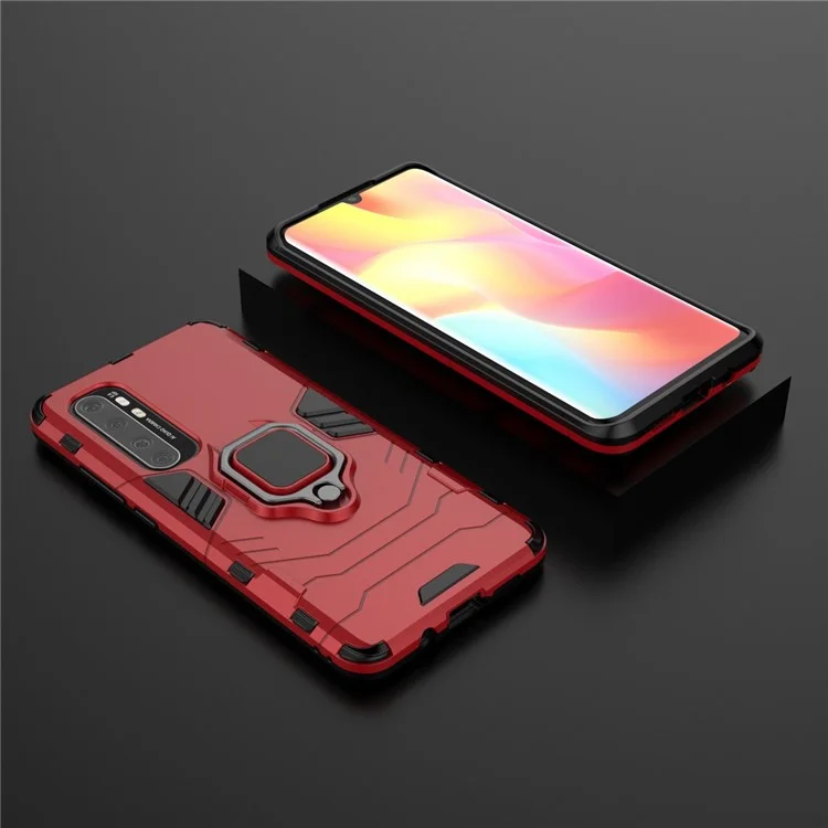 With Ring Holder Kickstand PC TPU Shell for Xiaomi Mi Note 10 Lite - Red