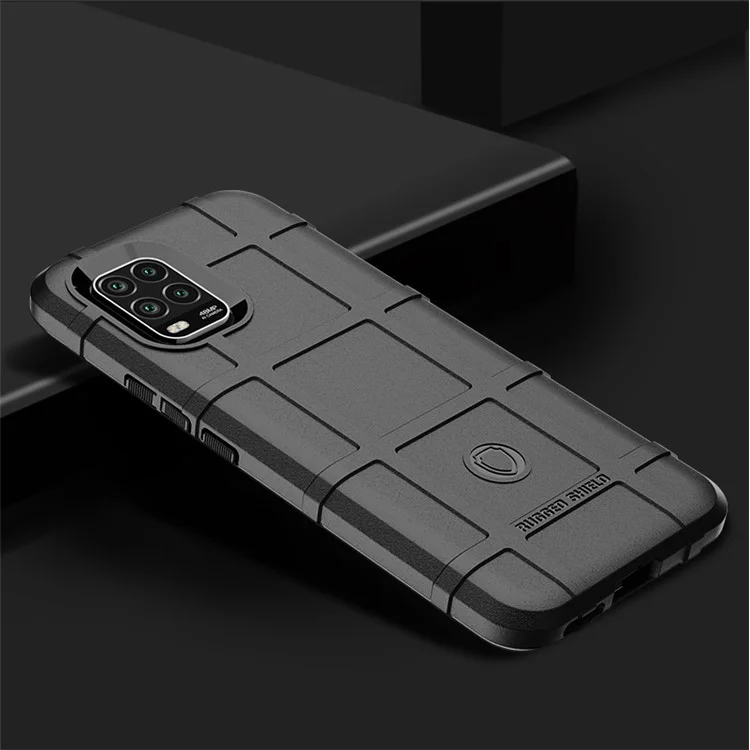 Anti-shock Square Grid Texture Thicken TPU Case for Xiaomi Mi 10 Lite 5G - Black