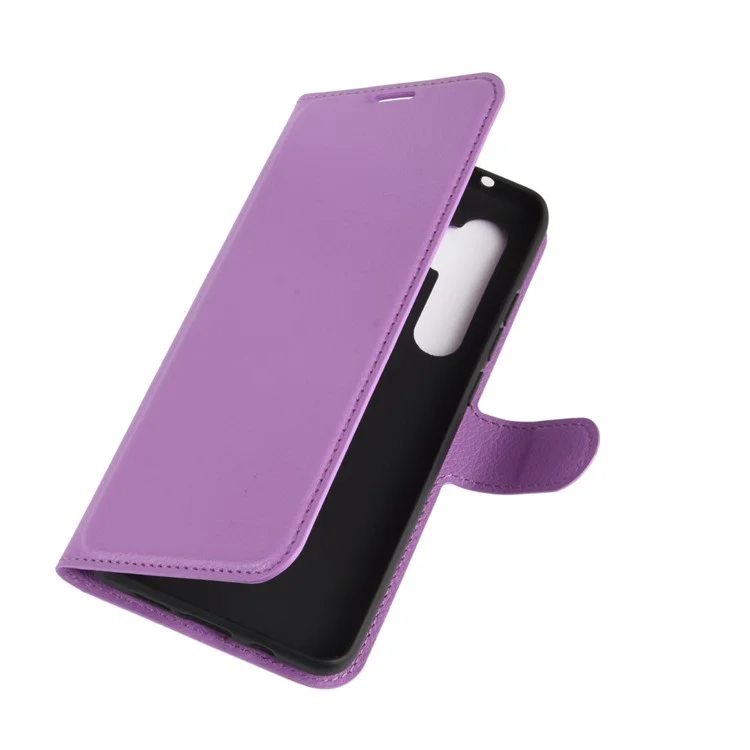 Litchi Skin Magnetic Leather Stand Case for Xiaomi Mi Note 10 Lite - Purple