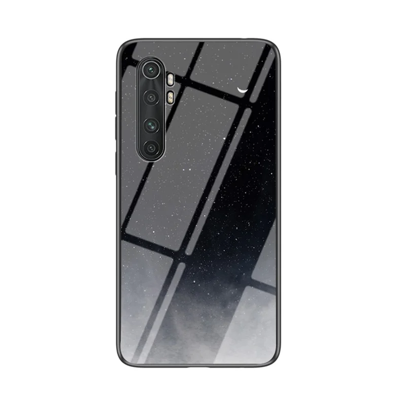 Starry Sky Pattern Tempered Glass + PC + TPU Hybrid Back Case for Xiaomi Mi Note 10 Lite - Black Starry