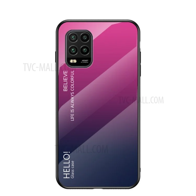 Gradient Color Tempered Glass + PC + TPU Cover for Xiaomi Mi 10 Lite 5G - Rose/Dark Blue