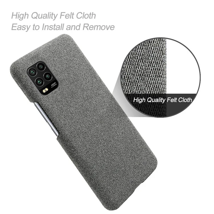 KSQ Cloth Skin PC Protective Shell for Xiaomi Mi 10 Lite 5G - Dark Grey