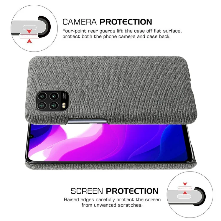 KSQ Cloth Skin PC Protective Shell for Xiaomi Mi 10 Lite 5G - Dark Grey