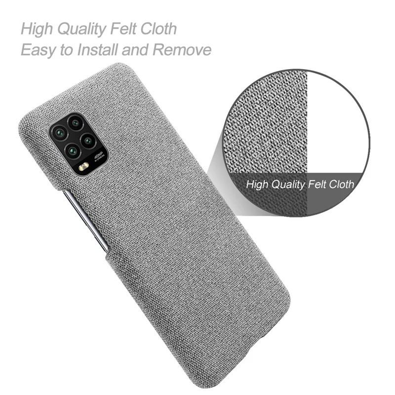 Cloth Skin PC Protective Shell for Xiaomi Mi 10 Lite 5G - Light Grey