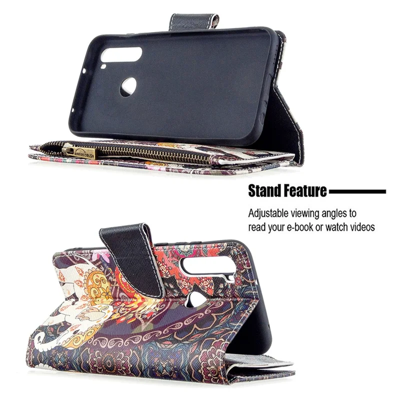 BF03 Pattern Printing Zipper Wallet Leather Phone Case for Xiaomi Redmi Note 8T - Elephant