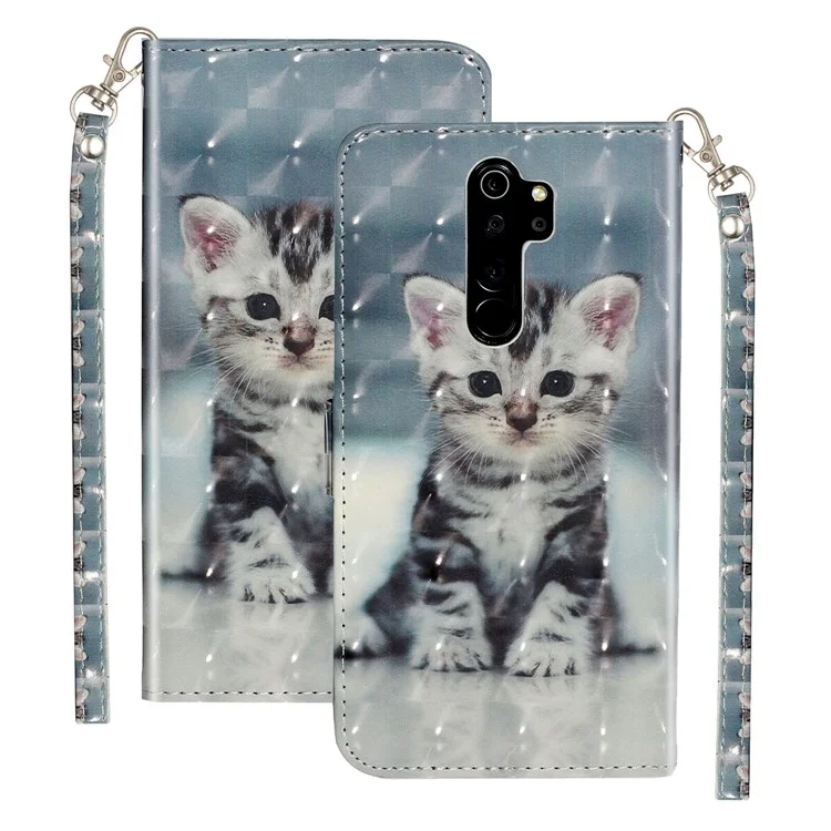 Motif de Décoration de Spot Léger Princement de Couverture en Cuir du Portefeuille Pour Xiaomi Redmi Note 8 Pro - Chat