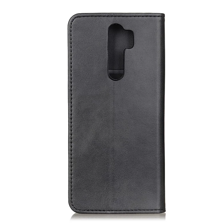 Capa De Carteira De Couro Dividido Magnético Para Xiaomi Redmi 9 - Preto