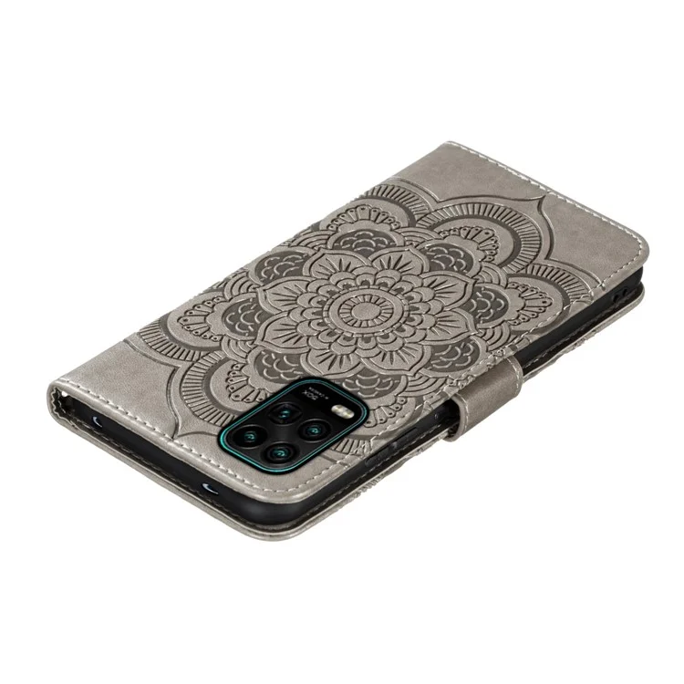 Impresión Mandala Flower Cuchara De Cuero Para Xiaomi MI 10 Lite 5G - Gris